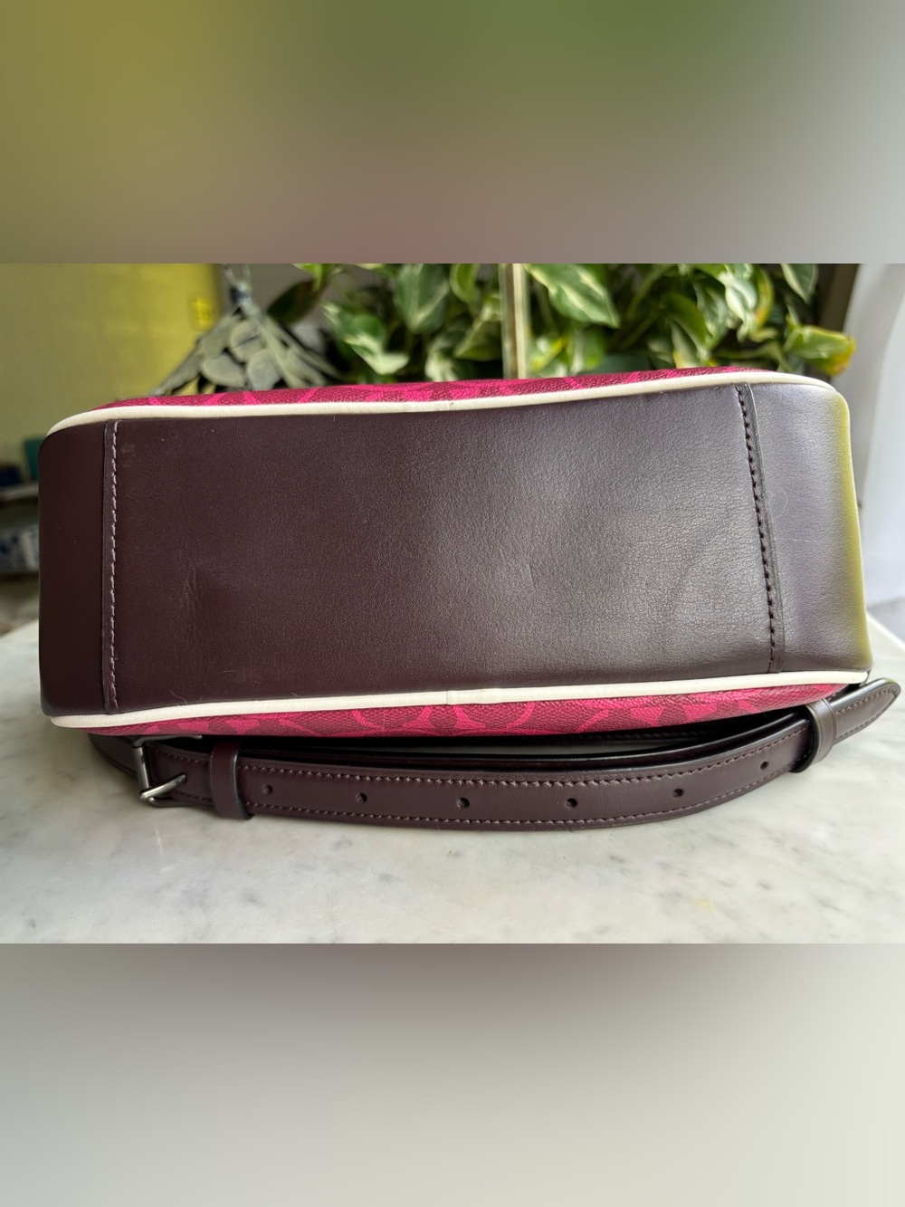 COACH Hot Pink Signature Crossbody with Cream Trim - Picture 5 of 10